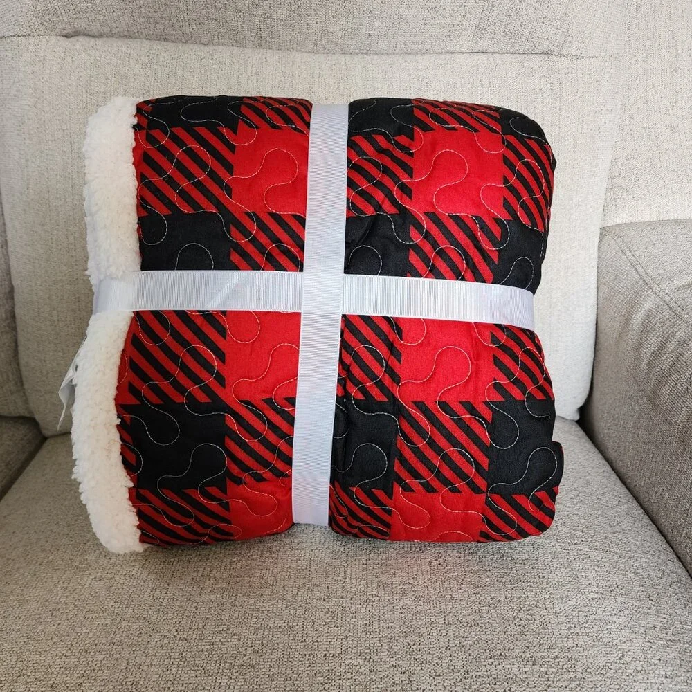 Home Collections Quilting Sherpa Throw Red Black Buffalo Check Blanket 50x60